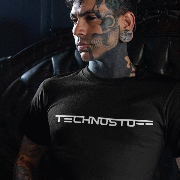 Schwarzes Technostoff Classic T-Shirt für Männer